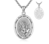 ONEFINITY Serenity Prayer Necklace 925 Sterling Silver Praying Hand With Bible Verse Necklace Christian Jewellery for Men Women