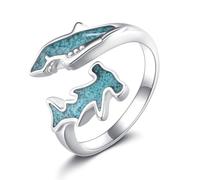 ONEFINITY Shark Ring 925 Sterling Silver Turquoise Hammerhead Shark Ring Adjustable Ocean Animal Jewelry Gift for Women