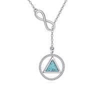 ONEFINITY Sobriety Gifts for Women S925 Sterling Silver Turquoise Aa Sobriety Y Necklace Alcoholics Anonymous Pendant Necklace Recovery jewellery Gifts for Women