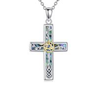 ONEFINITY Sobriety Gifts S925 Sterling Silver Abalone Shell Cross Aa Sobriety Pendant Necklace Alcoholics Anonymous Jewellery Gifts for Women