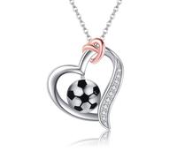 ONEFINITY Soccer Necklace 925 Sterling Silver Heart Football Pendant Jewelry Gifts for Women