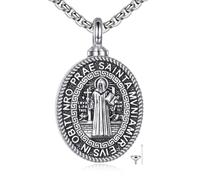 ONEFINITY St Benedict Urn Necklaces for Ashes Sterling Silver St Benedict Cremation Jewellery for Ashes Memory Jewellery for Women Men