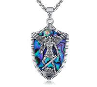 ONEFINITY St Michael Pendant for Men Sterling Silver Archangel Abalone Shell Necklace Saint Michael Jewellery Gifts for Women Mum