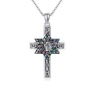 ONEFINITY Star of David Cross Necklace Sterling Silver Celtic Cross Pendant Religious Jewellery Gifts for Women Men