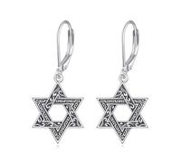 ONEFINITY Star of David Earrings 925 Sterling Silver David Star Dangle Earrings Jewish Jewellery Gifts For Men Women