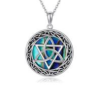 ONEFINITY Star of David Necklace 925 Sterling Silver Celtic Knot Necklace with Abalone Celtic Knot Pendant Necklace Jewellery for Women Man