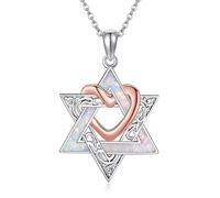 ONEFINITY Star of David Necklace 925 Sterling Silver Star of David Opal Pendant Necklace Jewish Jewellery Gifts For Women