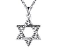 ONEFINITY Star of David Necklace for Women 925 Sterling Silver Jewish Star Hexagram Pendant Necklace Amulet Jewellery for Men Women Wife