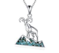 ONEFINITY Sterling Silver Turquoise Goat Pendant Necklace for Women & Men