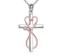 ONEFINITY Stethoscope Necklace Sterling Silver Stethoscope Cross Pendant Necklace Nurse Doctor Medicine Graduation Jewellery Gift for Women Medical Student