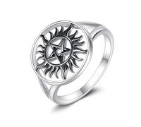 ONEFINITY Supernatural Rings for Women Men 925 Sterling Silver Anti Possession Pentagram Rings Amulet Jewellery Gifts #8