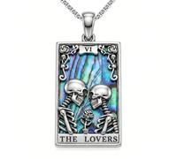 ONEFINITY Tarot Card Necklace 925 Sterling Silver Skeleton Lovers Pendant Skull Jewellery Abalone Shell Gifts for Women