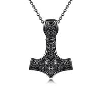 ONEFINITY Thors Hammer Necklace 925 Sterling Silver Viking Wolf Mjolnir Pendant Pagan Norse Jewellery Gifts for Women Men