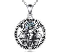 ONEFINITY Triple Moon Goddess Necklace S925 Sterling Silver Wheel of Hecate Pagan Pendant Necklace Protection Hecate Jewelry For Women