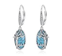 ONEFINITY Turquoise Tree of life Earrings 925 Sterling Silver Tree of life Drop Dangle Earrings Turquoise Jewellery Gift for Women