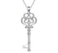 ONEFINITY Victorian Key Necklace 925 Sterling Silver Retro Vintage Key Chain Gifts for Women Girls, Sterling Silver