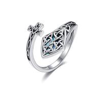 ONEFINITY Wiches Knot Ring 925 Sterling Silver Abalone Shell Cross Adjustable Ring Nudo De Bruja Jewellery Present for Women Mum
