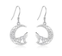 ONEFINITY Wolf Earrings 925 Sterling Silver Celtic Knot Pendant Wolf Dangle Earrings Animal Jewellery Gifts for Women