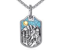 ONEFINITY Wolf Necklace 925 Sterling Silver Wolf Mountain Pendant Necklace Nature Jewellery Gifts for Women Men