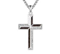ONEFINITY Wooden Cross Necklace 925 Sterling Silver Wood Cross Pendant Religious Jewellery Gifts For Women Men (Filigree Cross)