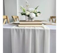onefitow Chiffon Tablecloth, 30x120 cm, Transparent, for Birthday Parties, Thanksgiving, Baby Showers, Weddings (ivory)