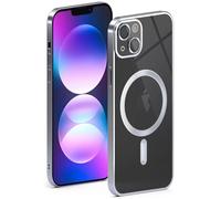 ONEFLOW Aura Case for Apple iPhone 14 Case Compatible with MagSafe, Mobile Phone Case with Camera Protection, Protective Case for Inductive Wireless Charging, Silicone Case, Transparent, Silver