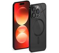 ONEFLOW Aura Case for Apple iPhone 14 Pro Max Case Compatible with MagSafe, Mobile Phone Case with Camera Protection, Protective Case for Inductive Wireless Charging, Silicone Case, Transparent, Black