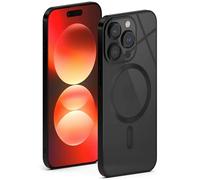 ONEFLOW Aura Case for Apple iPhone 15 Pro Case Compatible with MagSafe, Mobile Phone Case with Camera Protection, Protective Case for Inductive Wireless Charging, Silicone Case, Transparent, Black