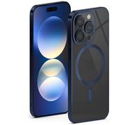 ONEFLOW Aura Case for Apple iPhone 15 Pro Case Compatible with MagSafe, Mobile Phone Case with Camera Protection, Protective Case for Inductive Wireless Charging, Silicone Case, Transparent, Blue