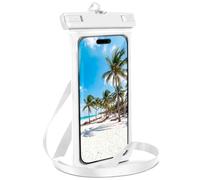 ONEFLOW Beach Bag for iPhone 17 Pro Max Waterproof Case with Touch and Camera Window, Underwater Mobile Phone Case for Travel, Swimming with Armband and Strap for Hanging, White