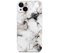 ONEFLOW Bliss Cover for iPhone 13 Case in Marble Effect, Designer Phone Case with Camera Protection, Pattern Hardcase Glitter Marbled Phone Case, White Gold