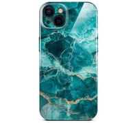 ONEFLOW Bliss Cover for iPhone 13 Case in Marble Effect, Designer Phone Case with Camera Protection, Patterned Hardcase Glitter Marbled Phone Case, Turquoise Blue