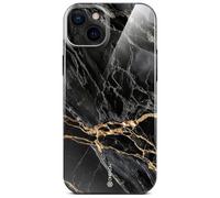 ONEFLOW Bliss Cover for iPhone 14 Case in Marble Effect, Designer Phone Case with Camera Protection, Patterned Hardcase Glitter Marbled Phone Case, Black Gold