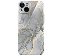 ONEFLOW Bliss Cover for iPhone 14 Case in Marble Look, Designer Case Mobile Phone Protective Case with Camera Protection, Pattern Hard Case Glitter Mobile Phone Case Marbled, Grey Gold