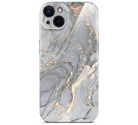 ONEFLOW Bliss Cover for iPhone 15 Case in Marble Look, Designer Case Mobile Phone Protective Case with Camera Protection, Pattern Hard Case Glitter Mobile Phone Case Marbled, Grey Gold