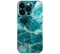 ONEFLOW Bliss Cover for iPhone 15 Pro Case in Marble Look, Designer Case Mobile Phone Protective Case with Camera Protection, Pattern Hard Case Glitter Mobile Phone Case Marbled, Turquoise Blue