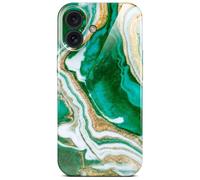 ONEFLOW Bliss Cover for iPhone 16 Case in Marble Look, Designer Case Mobile Phone Protective Case with Camera Protection, Pattern Hard Case Glitter Mobile Phone Case Marbled Green Gold White