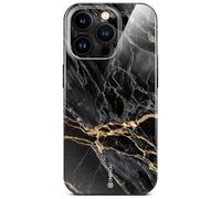 ONEFLOW Bliss Cover for iPhone 16 Pro Case in Marble Effect, Designer Case Mobile Phone Protective Case with Camera Protection, Patterned Hardcase Glitter Marbled Phone Case, Black Gold