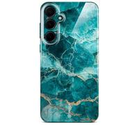 ONEFLOW Bliss Cover for Samsung Galaxy A35 5G Case in Marble Look, Designer Case Mobile Phone Protective Case with Camera Protection, Pattern Hard Case Glitter Mobile Phone Case Marble Turquoise Blue