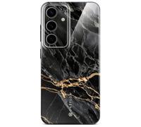 ONEFLOW Bliss Cover for Samsung Galaxy S24 Case in Marble Look, Designer Case Mobile Phone Protective Case with Camera Protection, Pattern Hard Case Glitter Mobile Phone Case Marbled, Black Gold