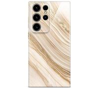 ONEFLOW Bliss Cover for Samsung Galaxy S24 Ultra Case in Marble Look, Designer Case Mobile Phone Protective Case with Camera Protection, Pattern Hard Case Glitter Mobile Phone Case Marbled, Gold Beige