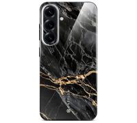 ONEFLOW Bliss Cover for Samsung Galaxy S25 Case in Marble Look, Designer Case Mobile Phone Protective Case with Camera Protection, Pattern Hard Case Glitter Mobile Phone Case Marbled, Black Gold