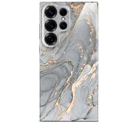ONEFLOW Bliss Cover for Samsung Galaxy S25 Ultra Case in Marble Look, Designer Case Mobile Phone Protective Case with Camera Protection, Pattern Hard Case Glitter Mobile Phone Case Marbled Grey Gold