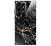 ONEFLOW Bliss Cover for Samsung Galaxy S25 Ultra Case in Marble Look, Designer Case Mobile Phone Protective Case with Camera Protection, Pattern Hard Case Glitter Mobile Phone Case Marbled, Black Gold