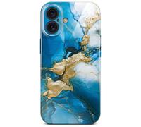 ONEFLOW Bliss Marble Look Case for Apple iPhone 16, Designer Back Cover with Camera Protection, Glitter Mobile Phone Case in Sapphire Dream
