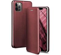 ONEFLOW Business Case for iPhone 12/12 Pro, Mobile Phone Case, Foldable with Stand Function, Flip Case Cover, Thin, PU Leather Case with Card Slot, 360 Degree Protective Case, Wine Red