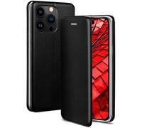 ONEFLOW Business Case for iPhone 14 Pro, Foldable Mobile Phone Case with Stand Function, Flip Case Cover, Thin, PU Leather Case with Card Slot, 360 Degree Protective Case, Black