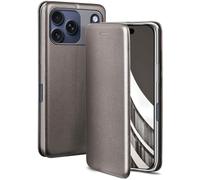 ONEFLOW Business Case for iPhone 17 Pro, Foldable Mobile Phone Case with Stand Function, Flip Case Cover, Thin, PU Leather Case with Card Slot, 360 Degree Protective Case, Taupe