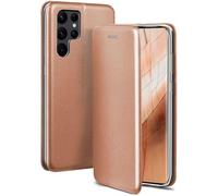 ONEFLOW Business Case for Samsung Galaxy S22 Ultra, Foldable Mobile Phone Case with Stand Function, Flip Case Cover, Thin, PU Leather Case with Card Slot, 360 Degree Protective Case, Rose Gold