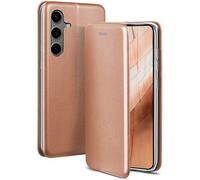 ONEFLOW Business Case for Samsung Galaxy S24 Mobile Phone Case Foldable with Stand Function, Flip Case Cover Thin, PU Leather Case with Card Slot, 360 Degree Protective Case, Rose Gold